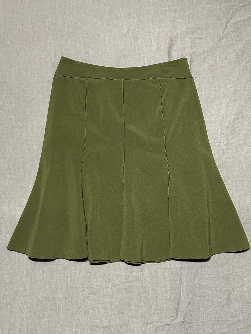 Herve Benard Vintage Olive A-Line Flared Skirt